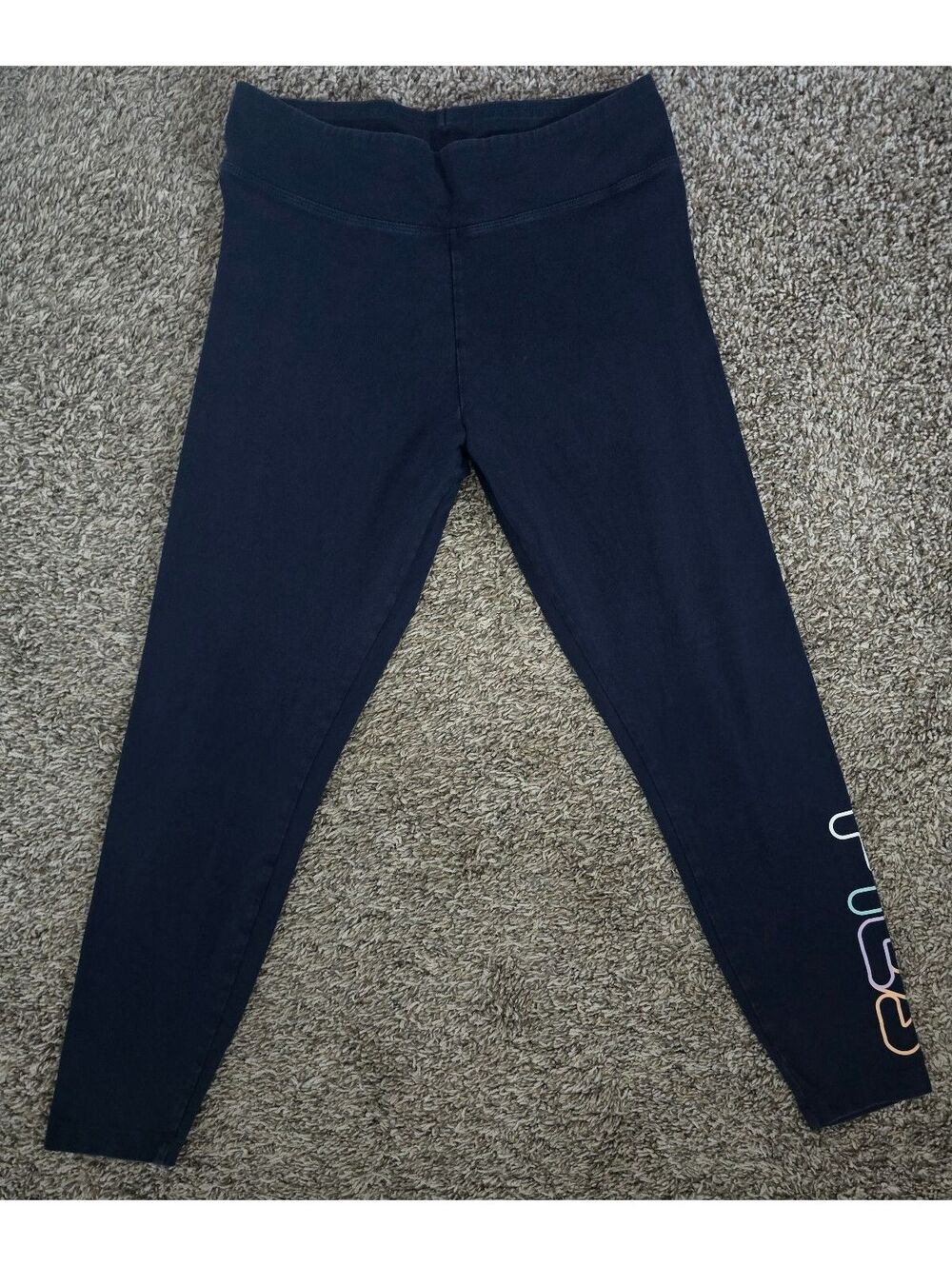 FILA Women's Navy Blue Leggings with Multicolor Logo
